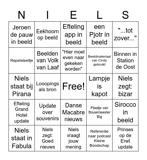 Niels Kooyman Bingo Card