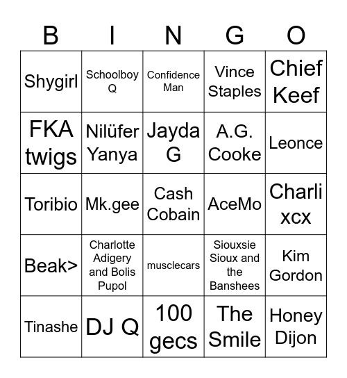 Coachella 2025 Bingo Card