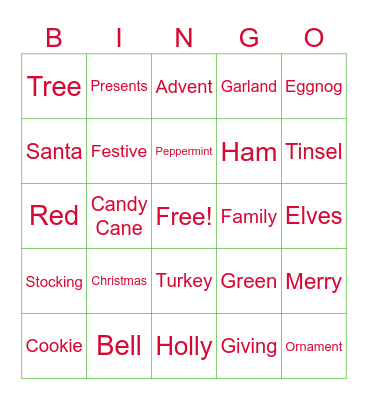 Christmas Bingo Card