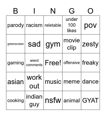 ig Bingo Card
