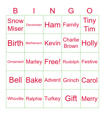 Christmas Bingo Card