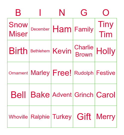 Christmas Bingo Card