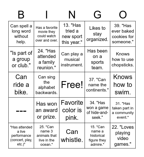 Finding Common Ground Bingo Card