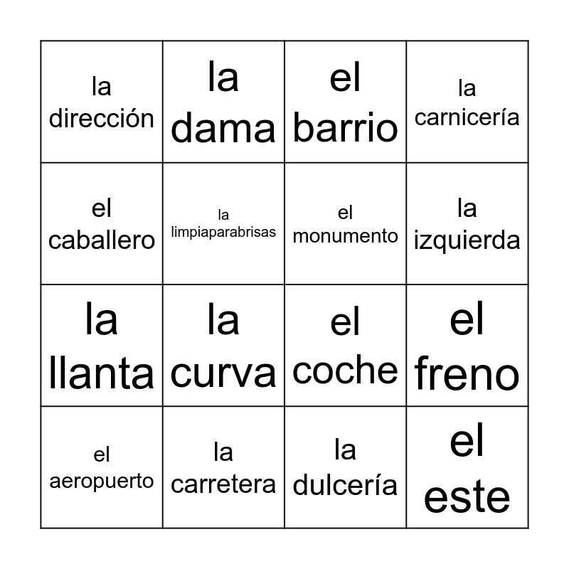 Chapter 3B Bingo Card