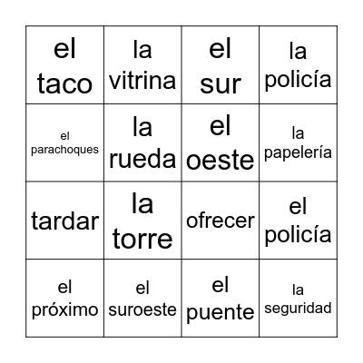 Chapter 3C Bingo Card
