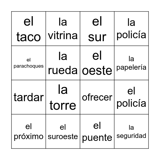 Chapter 3C Bingo Card
