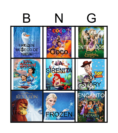 Bingo disney AMPA Pradillo Bingo Card
