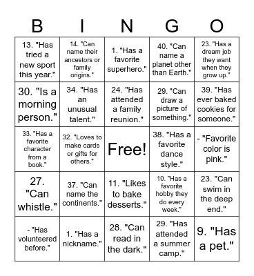 Finding Common Ground Bingo Card