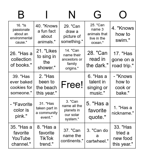 Finding Common Ground Bingo Card