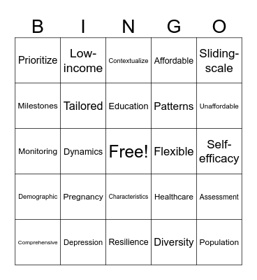 Couseling Women Bingo Card