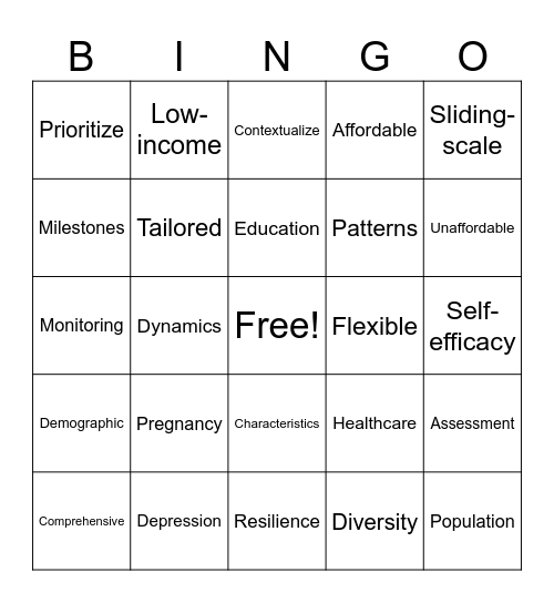 Couseling Women Bingo Card