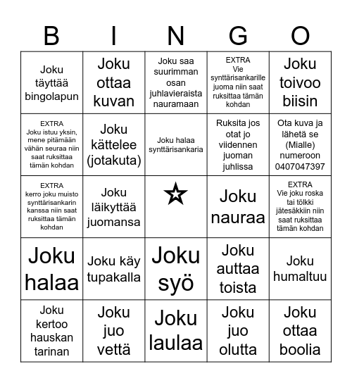 Juhla Bingo Card