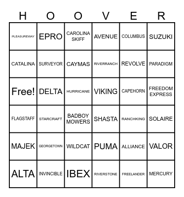 HOOVER Bingo Card