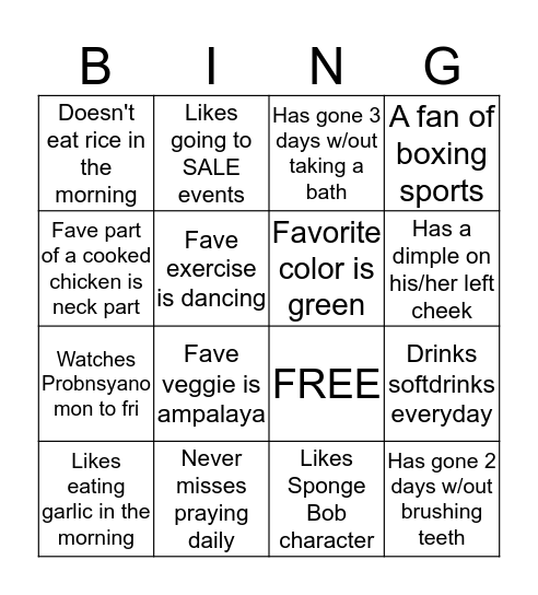 ECCO  Bingo Card