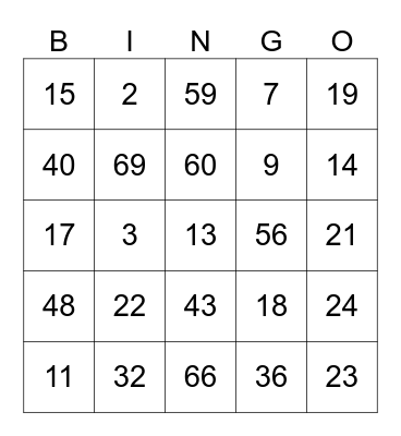 Thanksgiving Bingo Card