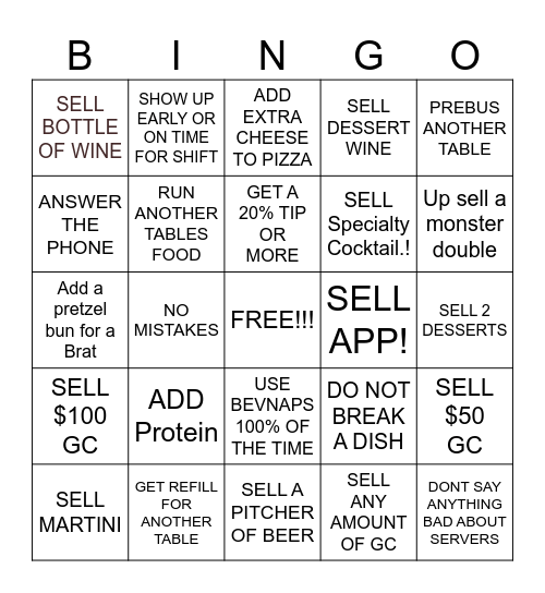 SERVER BINGO Card