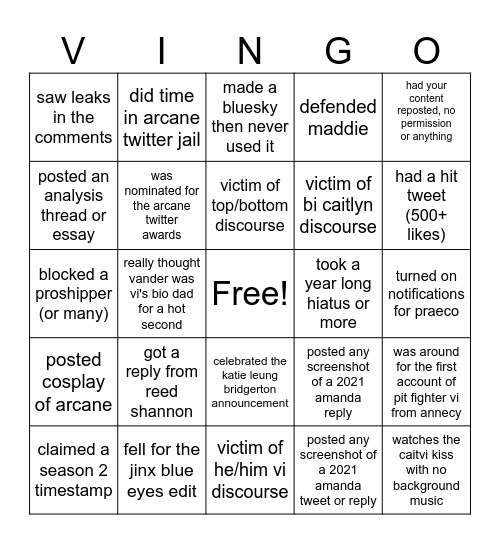 arcanetwt bingo Card