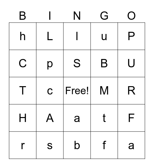 Alphabet Bingo Card