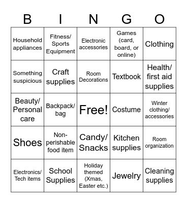 Parcel Bingo! Bingo Card