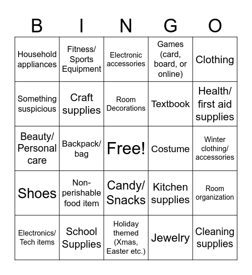 Parcel Bingo! Bingo Card