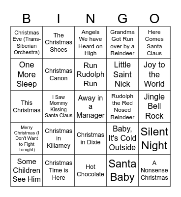 Christmas Music Bingo! Bingo Card