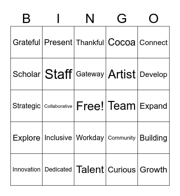 SOA Staff Bingo Card