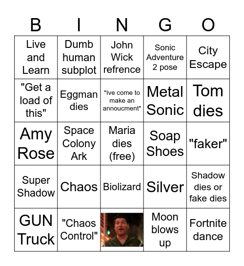 Sonic Movie 3 Bingo Card