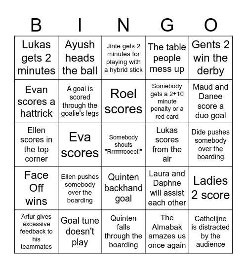 23/11/24 Face Off Homegameday Bingo! Bingo Card