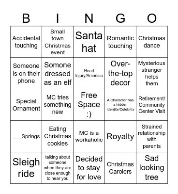 Christmas Movie Bingo Card