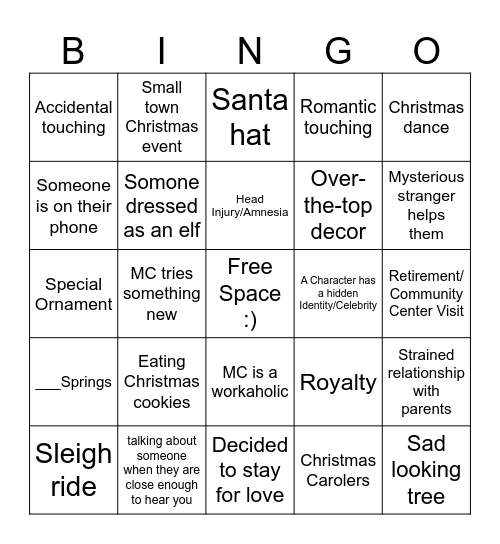 Christmas Movie Bingo Card