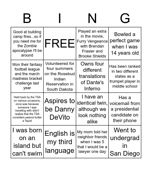 JHBL Staffer BING(O) Bingo Card