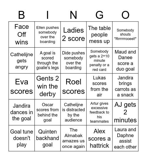 23/11/23 Face Off Homegameday Bingo! Bingo Card