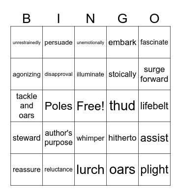 "Into the Lifeboat" Bingo Card