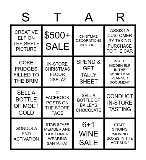 CHRISTMAS EVE BINGO Card