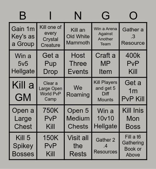 We Roaming Bingo Card