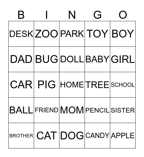 NOUNS Bingo Card