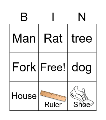 Nouns Bingo Card