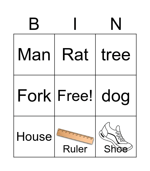 Nouns Bingo Card