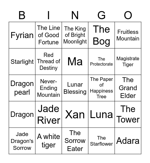 Moonlight Magic Bingo Card