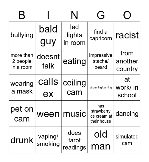 omegle bingle Bingo Card