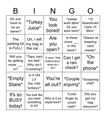 Free Turkey Day Bingo Card