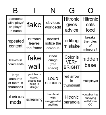 Hitronic Bingo!!!!!!!! Bingo Card