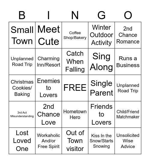 Hallmark Christmas Movie Bingo Card