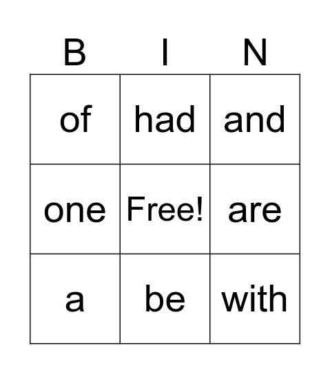 MCW Bingo Card