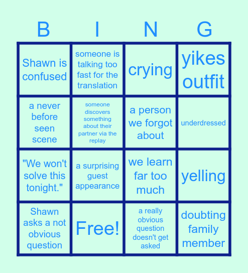 TOW S6E20 Bingo Card