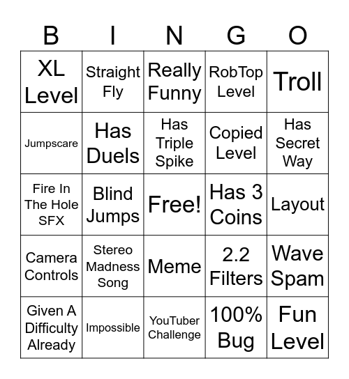 Twisty's Recent Tab Bingo Card