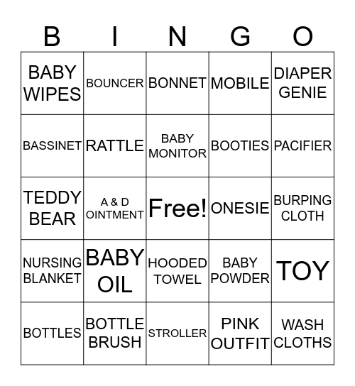 Baby Emmalynn's Gifts Bingo Card