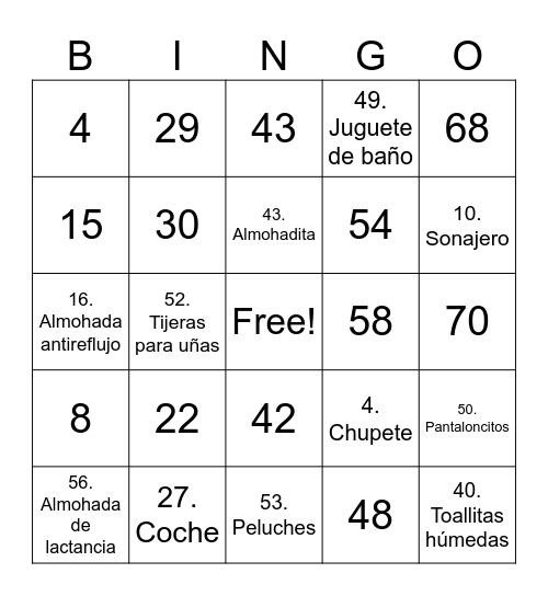 Number Bingo 1-75 Bingo Card