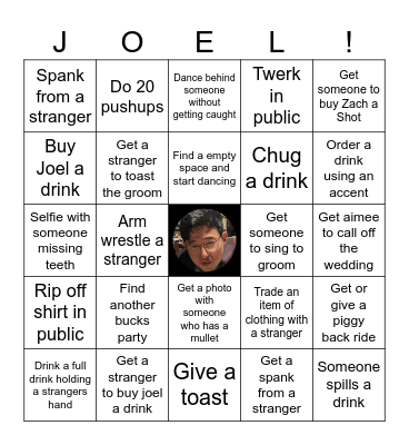 Joel's Party Bingo Card