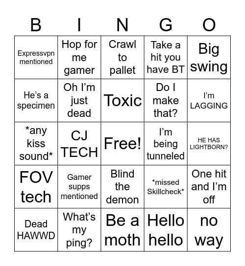 Quaddi Bingo Card